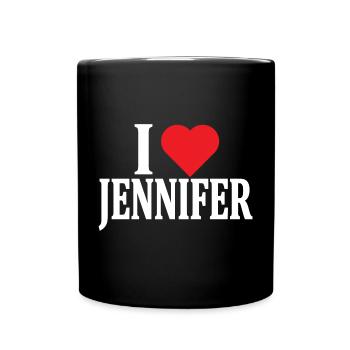 T-Shirt I love Jennifer T-Shirt Geschenkidee - Tasse einfarbig - Schwarz - Vorne