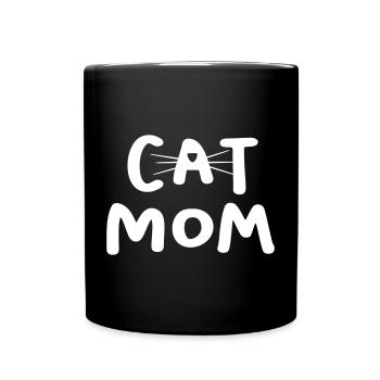 Cat Mom Katze Quote Statement Schnurrhaare Mutter - Tasse einfarbig - Schwarz - Vorne