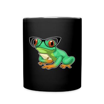 Frosch Sekretärin Brille Büro - Tasse einfarbig - Schwarz - Vorne