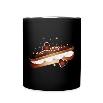 Illustration eines gefüllten Eclairs mit Herzen - Tasse einfarbig - Schwarz - Vorne
