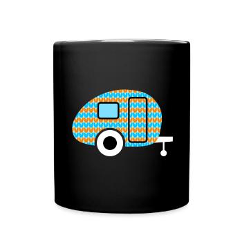 Caravane tricot rayures motif hiver Camping Fan - Mug uni - noir - Devant
