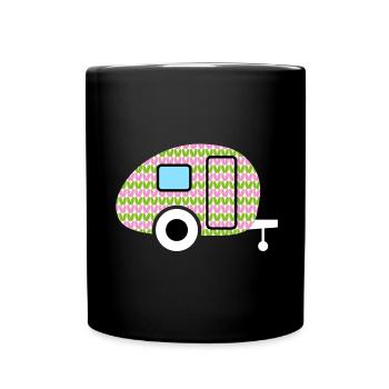 Caravan Frühling Wohnwagen Fan Strick Retro Urlaub - Tasse einfarbig - Schwarz - Vorne