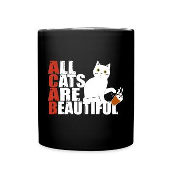 All cats are beautiful Spruch Katze Fun - Tasse einfarbig - Schwarz - Vorne