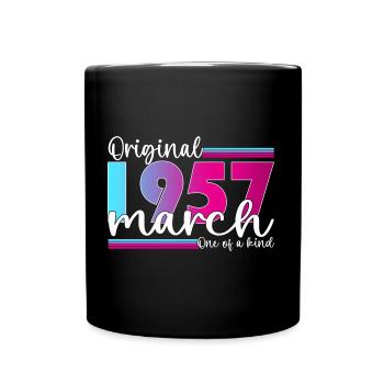 66th birthday Mrs. Original March Born 1957 - Full Colour Mug - black - Front