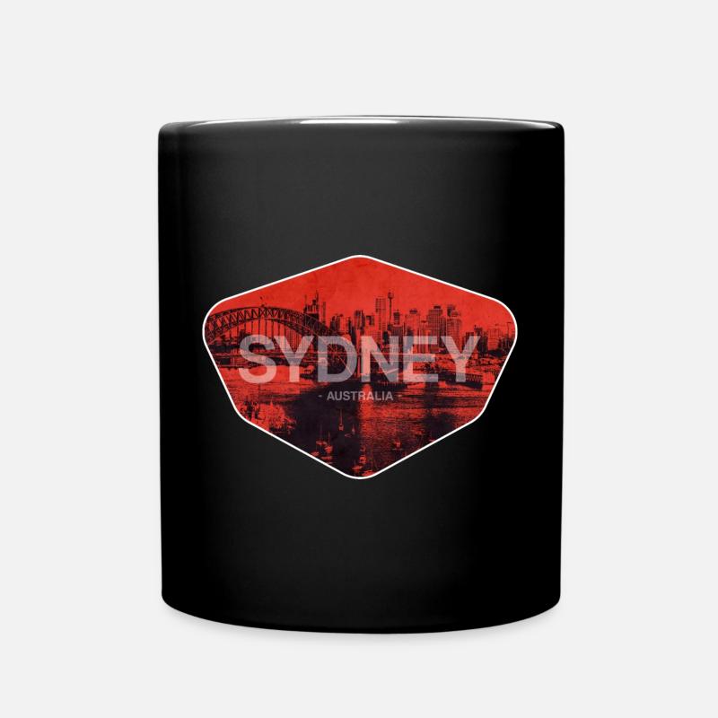 Sydney Retro Skyline Druck - Tasse einfarbig - Schwarz