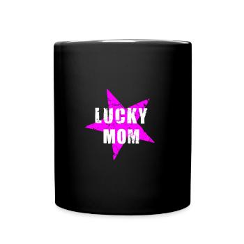 LUCKY MOM Fête des mères Bonheur des mères Maman look utilisé des années 80 - Mug uni - noir - Devant