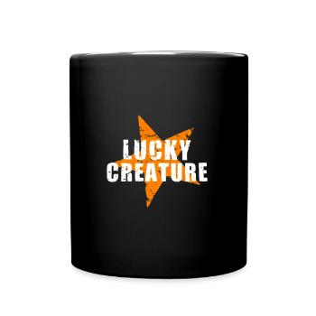 LUCKY CREATURE - GlücksTshirt - used look - Stern - Tasse einfarbig - Schwarz - Vorne