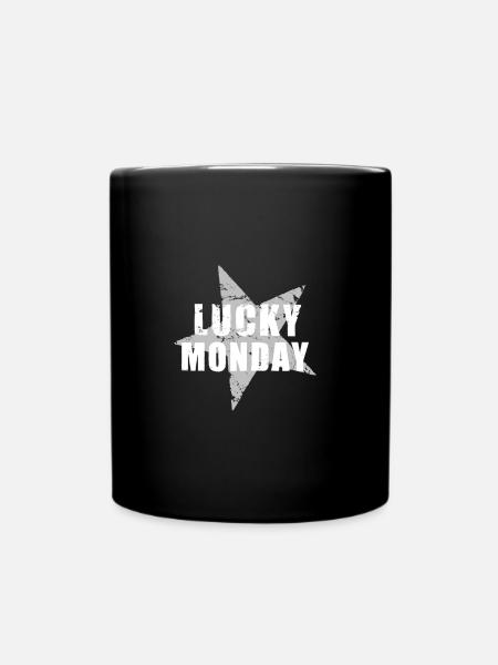 LUCKY MONDAY - GlücksTshirt - used look - Stern - Tasse einfarbig - Schwarz