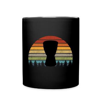 Djembe Player Schlagzeuger Musik Schlagzeug Vintage Retro - Tasse einfarbig - Schwarz - Vorne