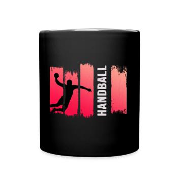 Handball Handballspieler Sprungwurf HandballPro - Tasse einfarbig - Schwarz - Vorne