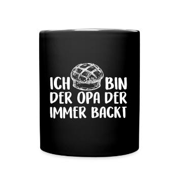 Der Opa backt Brot - Tasse einfarbig - Schwarz - Vorne