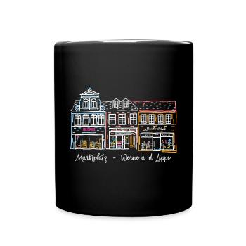 Werne, kultige Häuserzeile am Markt, Kreis Unna - Tasse einfarbig - Schwarz - Vorne