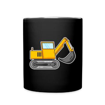 Bagger Baustelle Baggerfahrer - Tasse einfarbig - Schwarz - Vorne