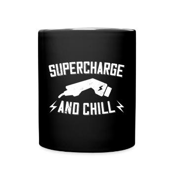 Supercharge And Chill - for electric car fans - Full Colour Mug - black - Front