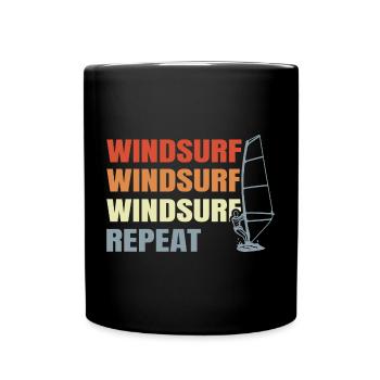 Windsurfen Vintage Look - Tasse einfarbig - Schwarz - Vorne