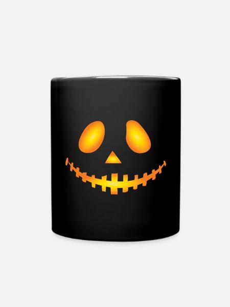 Kürbisgesicht Halloween - Tasse einfarbig - Schwarz