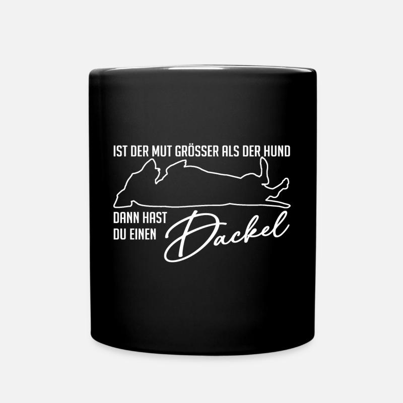 Dackelsilhouetten und lustiger Dackelspruch - Tasse einfarbig - Schwarz