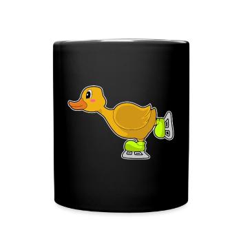 Ente Eislaufen Schlittschuhe Wintersport - Tasse einfarbig - Schwarz - Vorne