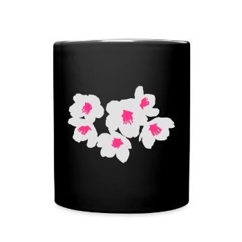 Fleurs de cerisier blanches et roses artistiques - Mug uni - noir - Devant