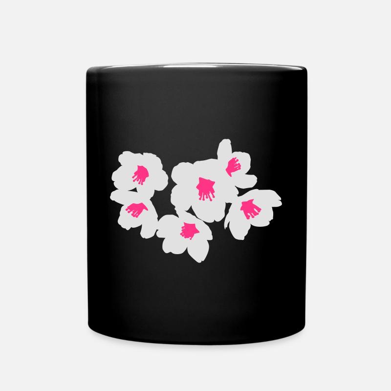 Fleurs de cerisier blanches et roses artistiques - Mug uni - noir
