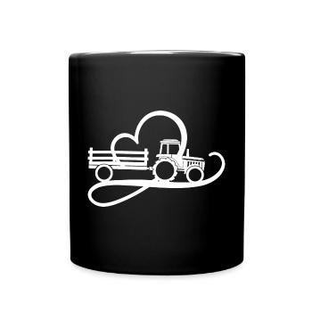 Tractor with heart farmer farmer's wife heartbeat - Full Colour Mug - black - Front
