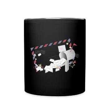 Airmail Rahmen mit Briefen und Briefkasten - Tasse einfarbig - Schwarz - Vorne