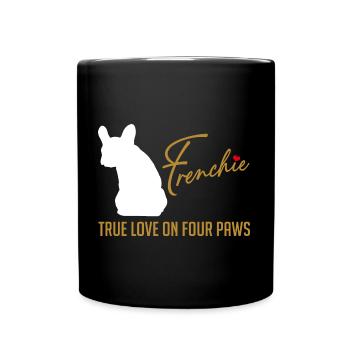 Frenchie amour sur quatre pattes - Mug uni - noir - Devant