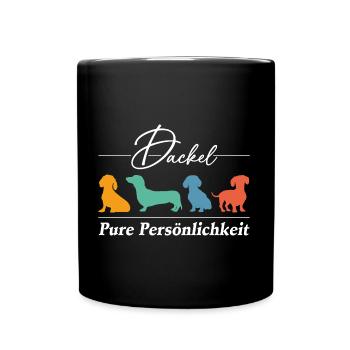 Dackel Persönlichkeit auf vier Pfoten - Tasse einfarbig - Schwarz - Vorne