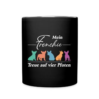 Frenchie Französische Bulldogge Treue auf Pfoten - Tasse einfarbig - Schwarz - Vorne