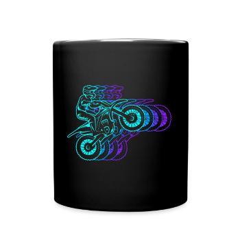 Motocross Dirt Bike Retro Men's Kids Dirt Biker - Full Colour Mug - black - Front