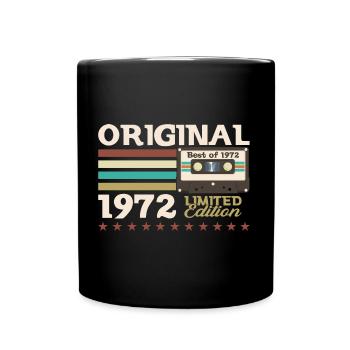 51e anniversaire Vintage cassette cassette, Vintage 1972 - Mug uni - noir - Devant