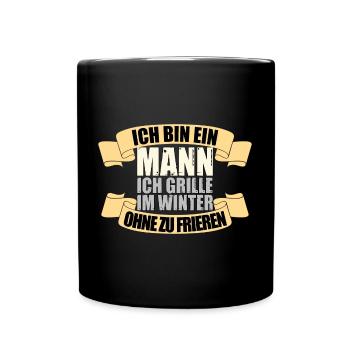 Männer grillen im Winter Spruch - Tasse einfarbig - Schwarz - Vorne