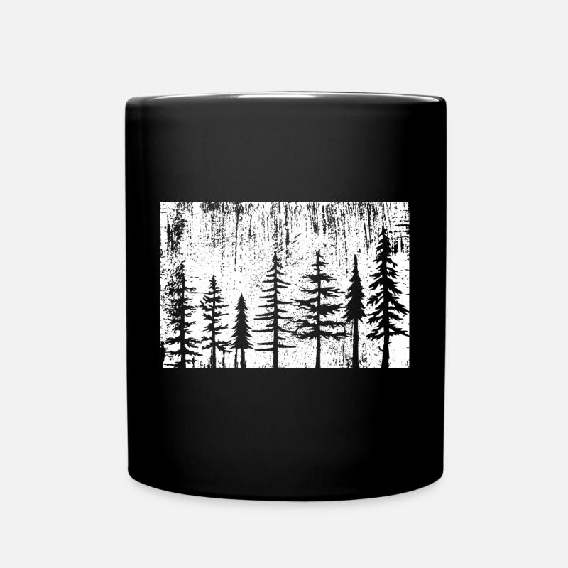 Monochrome Forest Silhouette - Full Colour Mug - black