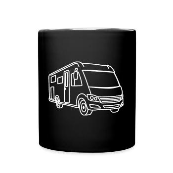 Wohnmobil Vollintegriert - Front - Kontur weiß - Tasse einfarbig - Schwarz - Vorne