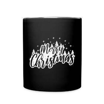 Frohe Weihnachten Drehbuch mit Bäumen - Tasse einfarbig - Schwarz - Vorne