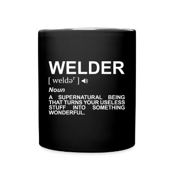 Schweißer Definition - Tasse einfarbig - Schwarz - Vorne