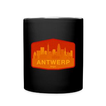 Orange chaud de la Skyline d’Anvers - Mug uni - noir - Devant