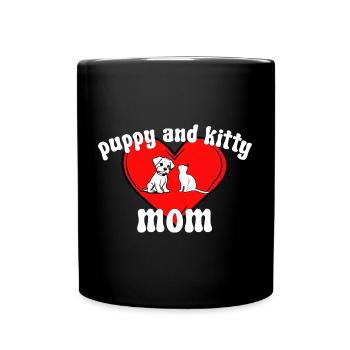 Kids Puppy And Kitty Mom - Tasse einfarbig - Schwarz - Vorne