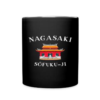 Sofuku-ji Temple, Nagasaki Japan, hand drawing - Full Colour Mug - black - Front