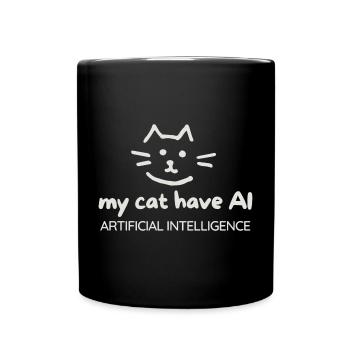 Cat Artificial Intelligence Motif - Full Colour Mug - black - Front