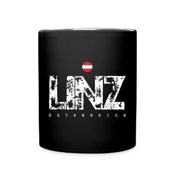 Linz Distressed City Text - Tasse einfarbig - Schwarz - Vorne