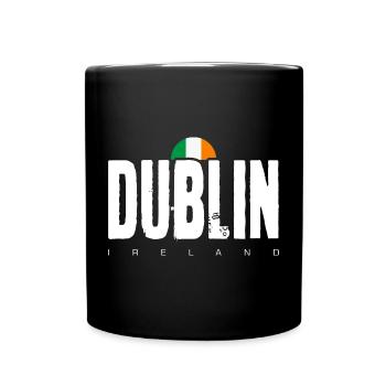 Dublin Bold Wordmark Irish Flag - Full Colour Mug - black - Front