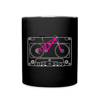 Pink MTB Silhouette on Retro Tape - Full Colour Mug - black - Front
