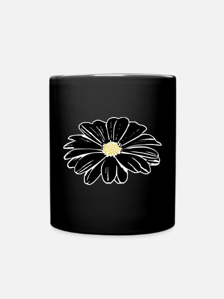 Blume schwarz Blumen schwarz Blüte - Tasse einfarbig - Schwarz