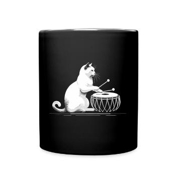 Rhythm Cat - Cat Playing Tonga - Full Colour Mug - black - Front