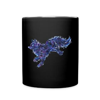 Cooler Galaxy Fuchs Wolf Galaxytier Sternzeichen - Tasse einfarbig - Schwarz - Vorne