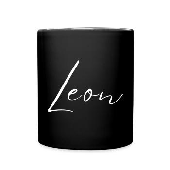 Leon Name T-Shirt Gift for Men - Full Colour Mug - black - Front