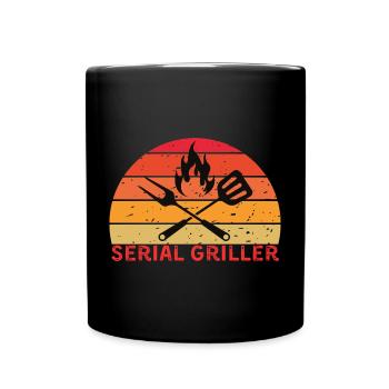 Serial Griller Retro BBQ Design - Full Colour Mug - black - Front