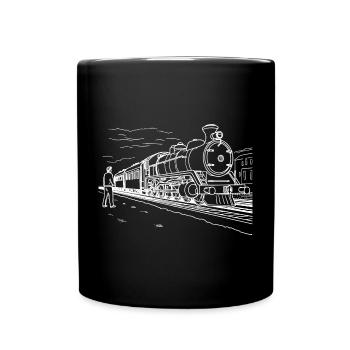 Train Lover Drawing - Full Colour Mug - black - Front