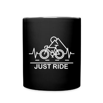 Fahrrad Rennrad Herzschlag Linien Gravel Puls Logo - Tasse einfarbig - Schwarz - Vorne